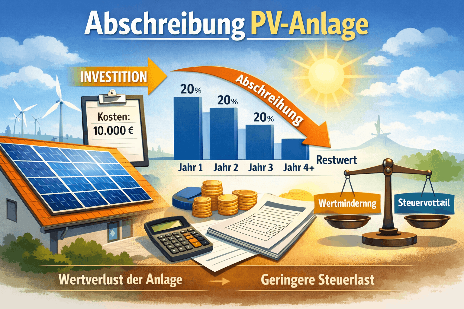 Abschreibung Photovoltaik Anlage Rechner & Steuervorteile Bild 1